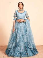 Sky Blue Premium Net Lehenga Choli